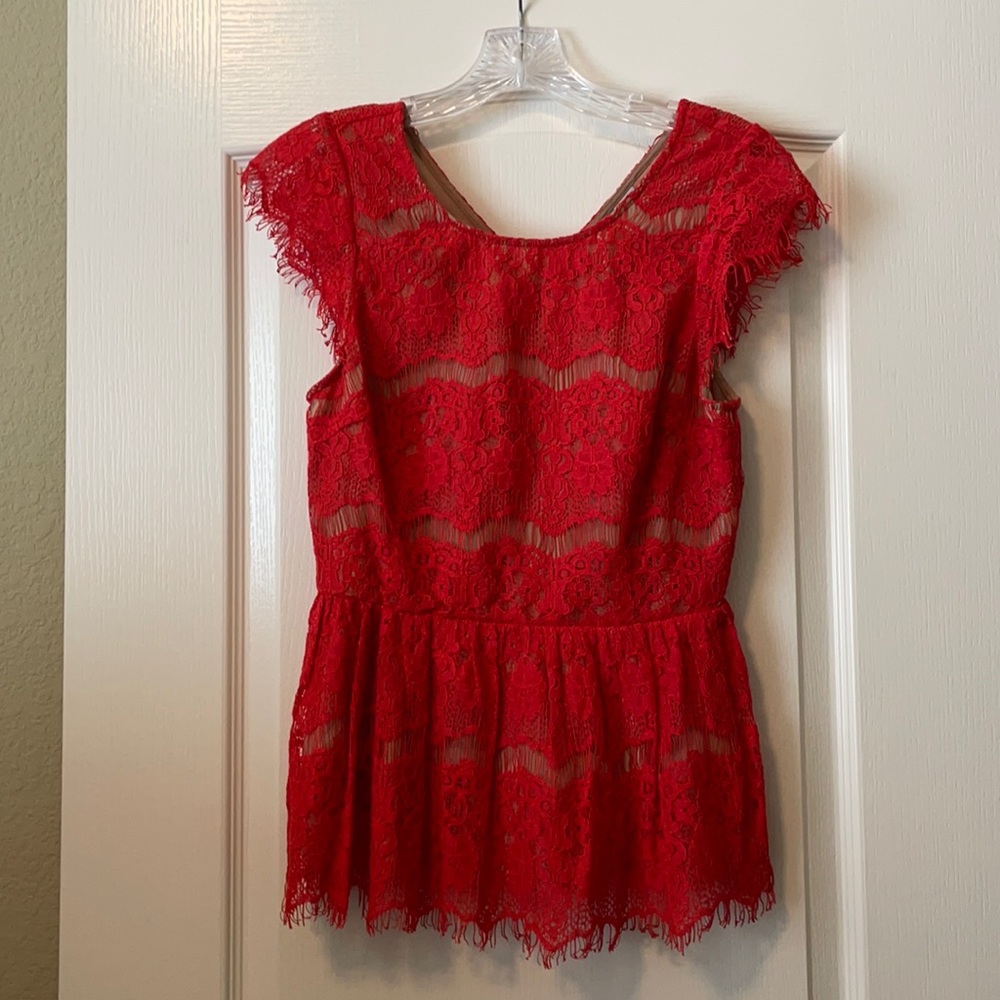 Pretty bright red lace top